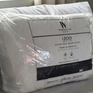 Brand New Wamsutta 1200 Thread Count Down Alternative 2 Pack Pillows. Standard.